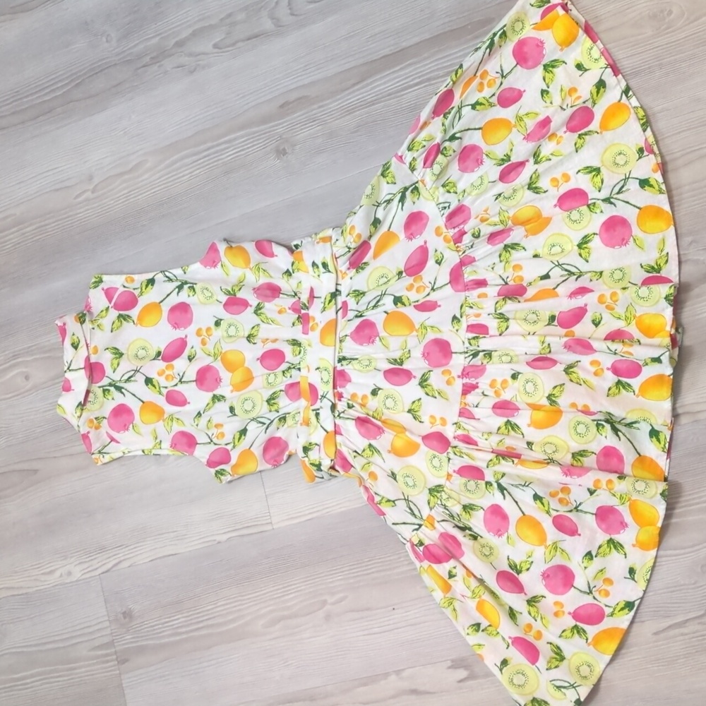 Cynthia Rowley 2 Fruit Kiwi Dress Sleeveless Pink Orange White Collar Button Up - Picture 14 of 16